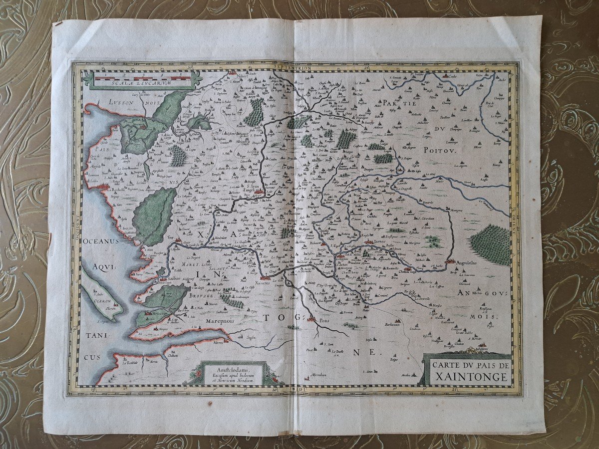 Map Of The Country Of Saintonge, Henricus Hondius, Early 17th Century. 