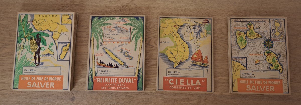 French Colonies, Set Of Notebook Covers, 20th Century. -photo-1