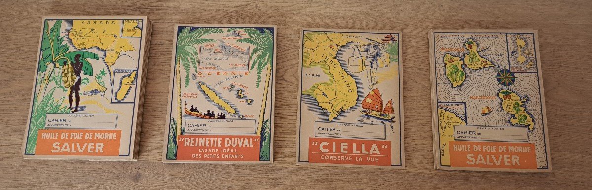 French Colonies, Set Of Notebook Covers, 20th Century. 