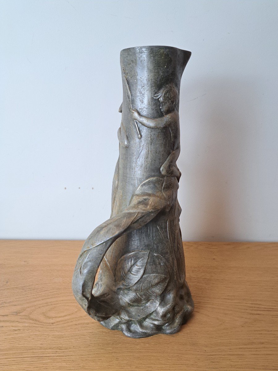François Madurell, "vérité Vase", Pewter Pitcher, 1900. -photo-1