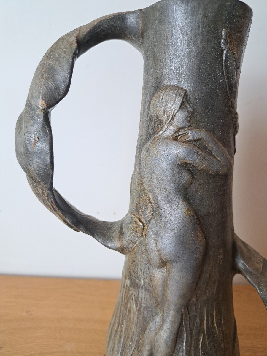 François Madurell, "vérité Vase", Pewter Pitcher, 1900. -photo-5
