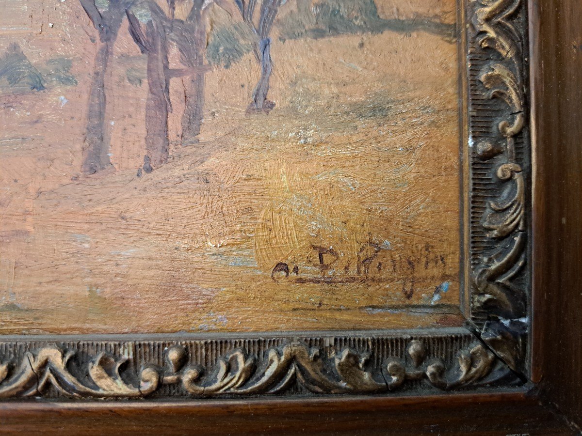 Landscape In Provence, Oil On Panel, Signed, Late 19th Century. -photo-4