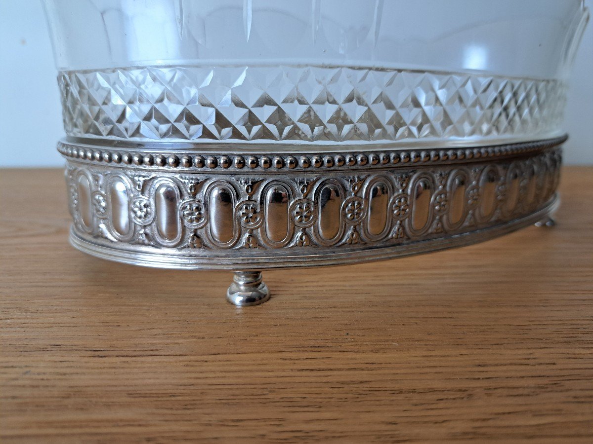 Table Planter, Crystal And Silver Metal, Louis XVI, Early 20th Century. -photo-4