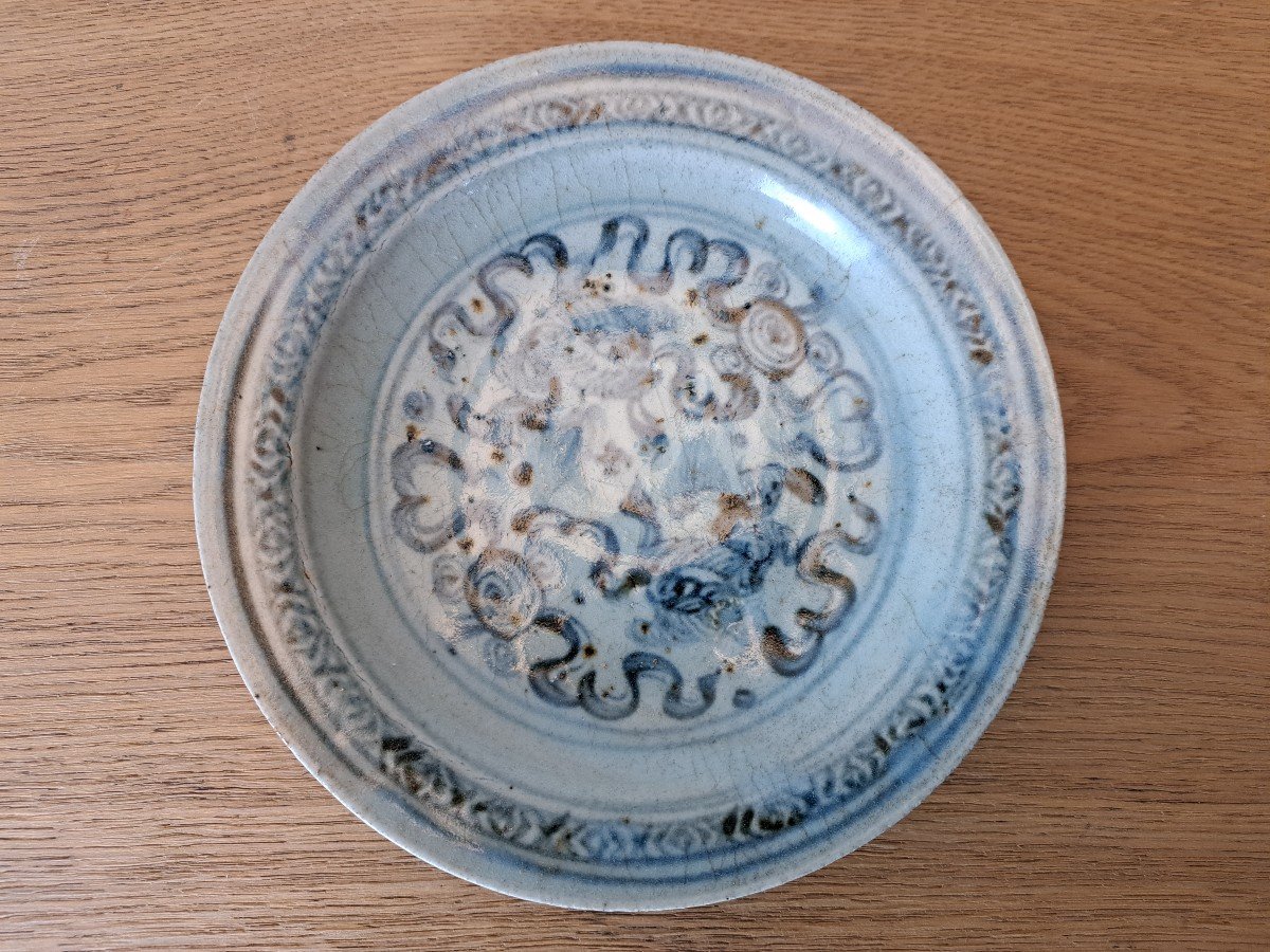 Assiette , Céramique Blanc Bleu , Asie , Ming -photo-4