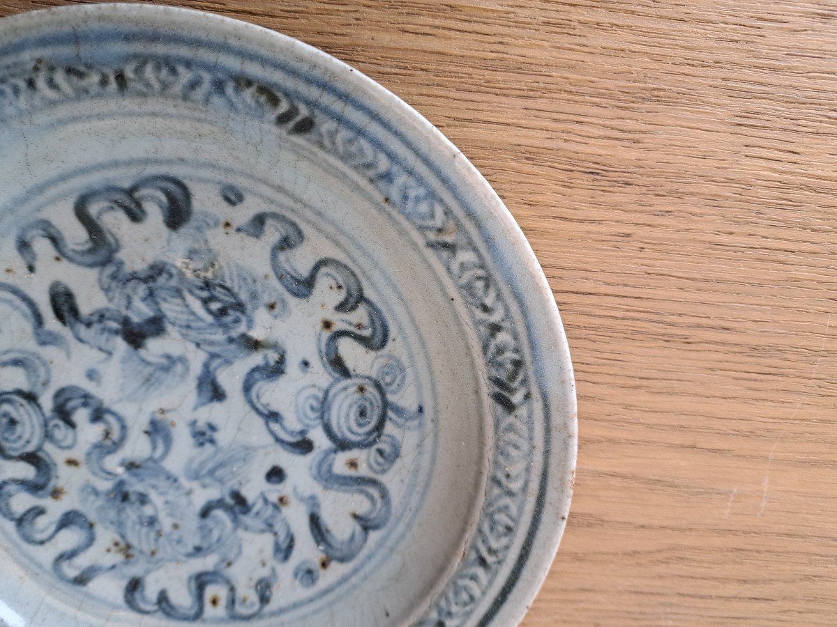Assiette , Céramique Blanc Bleu , Asie , Ming -photo-2