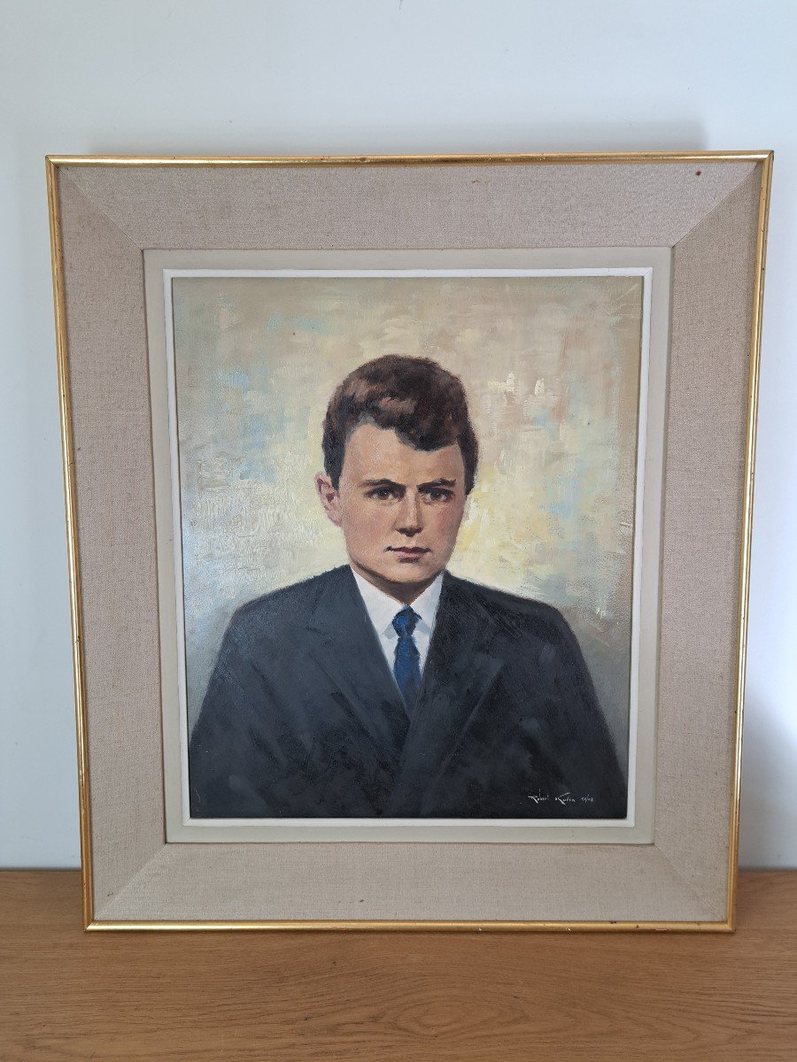 Robert Kuven, Portrait Of A Young Man, Oil On Panel, 1968. -photo-2