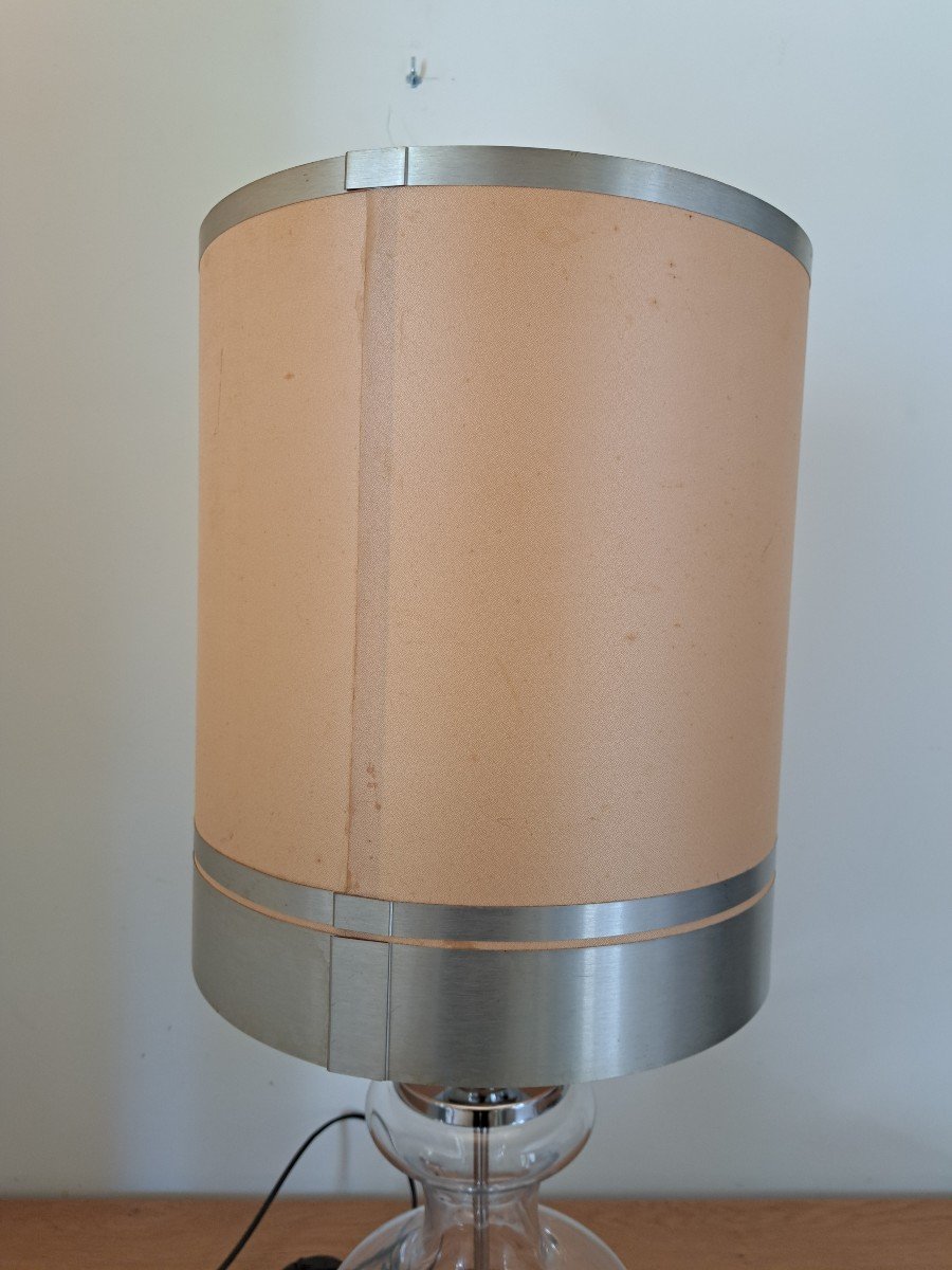 Richard Essig , Lampe De Salon , Métal Chromé Et Verre , Circa 1970. -photo-6