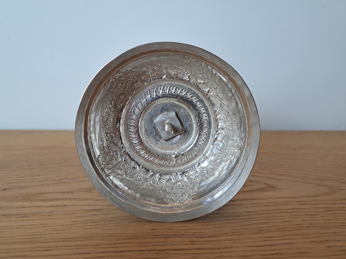 Indochina, Large Trumpet Vase, Sterling Silver, 850, XX°. -photo-3