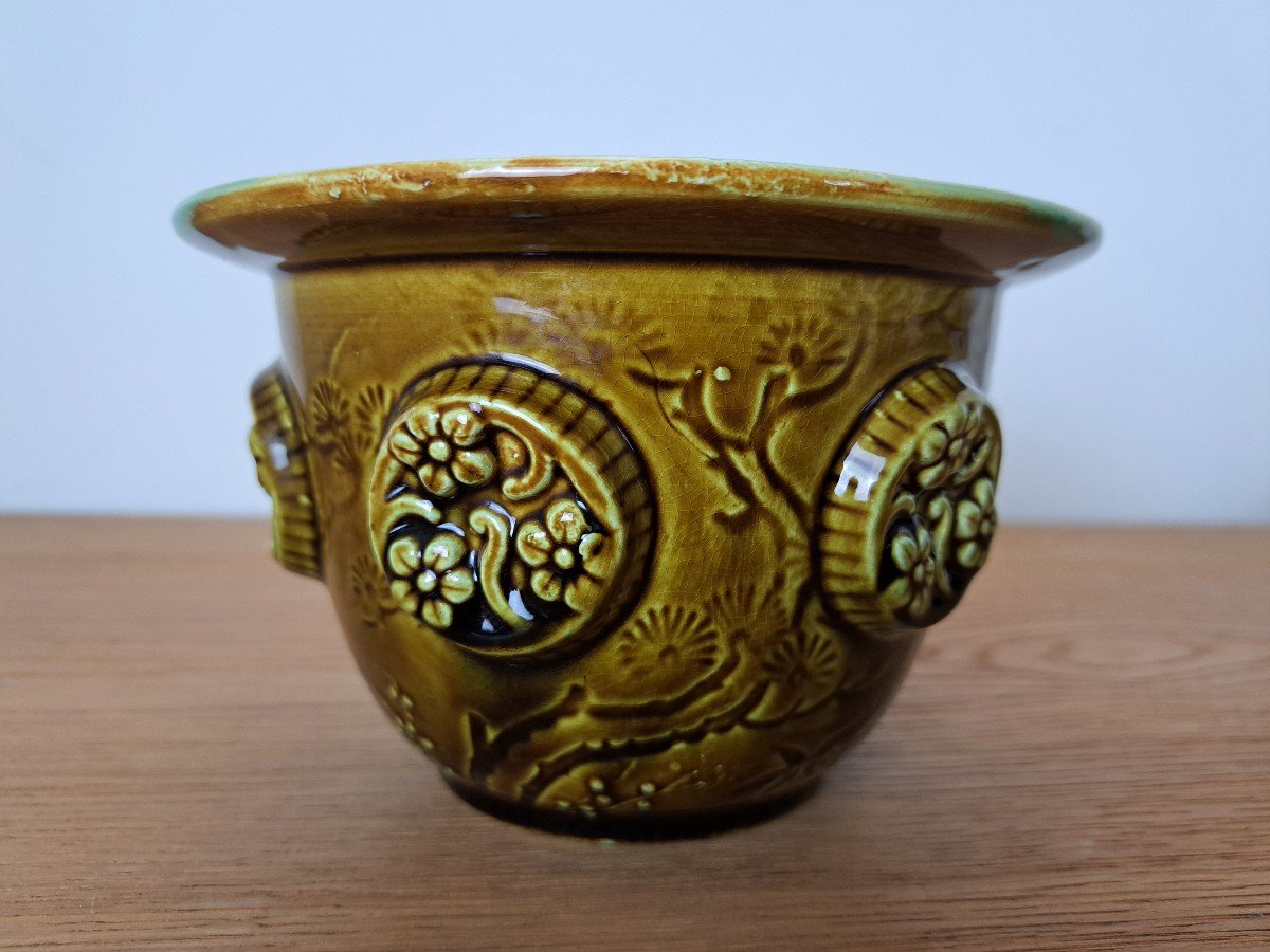 Cache Pot , Majolique , Asiatique , Fin XIX°/début XX°. -photo-4