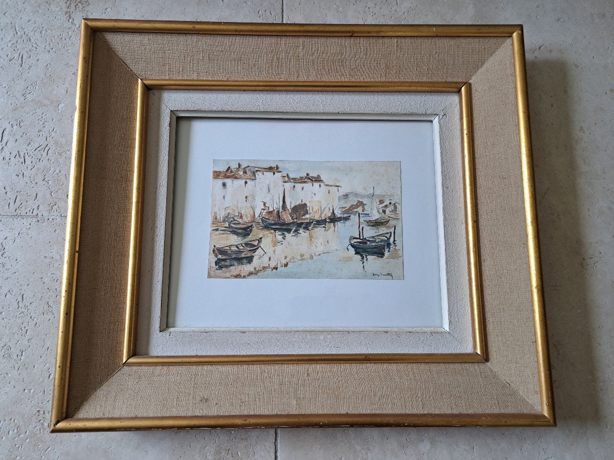 Les Martigues , Aquarelle , Signée , XX°. -photo-2