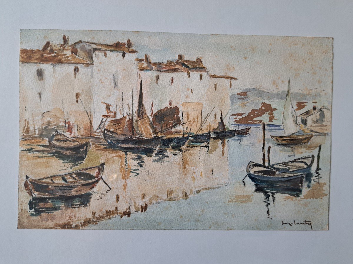 Les Martigues , Aquarelle , Signée , XX°. -photo-4