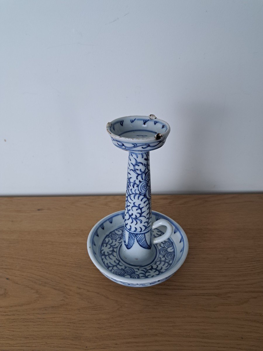 China, Temple Candlestick, Porcelain, 19th Century. -photo-2