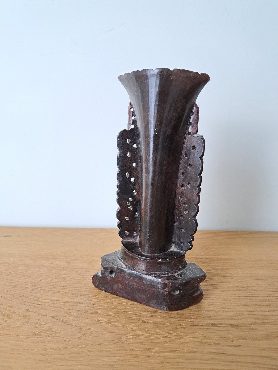 China, Vase, Hard Stone, Flowers, 19th/20th Century. -photo-4