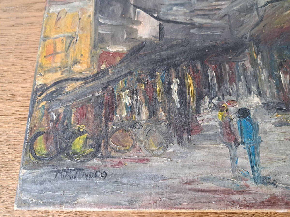 Maria Tinoco, A Market In Town, Oil On Canvas, 20th Century. -photo-3