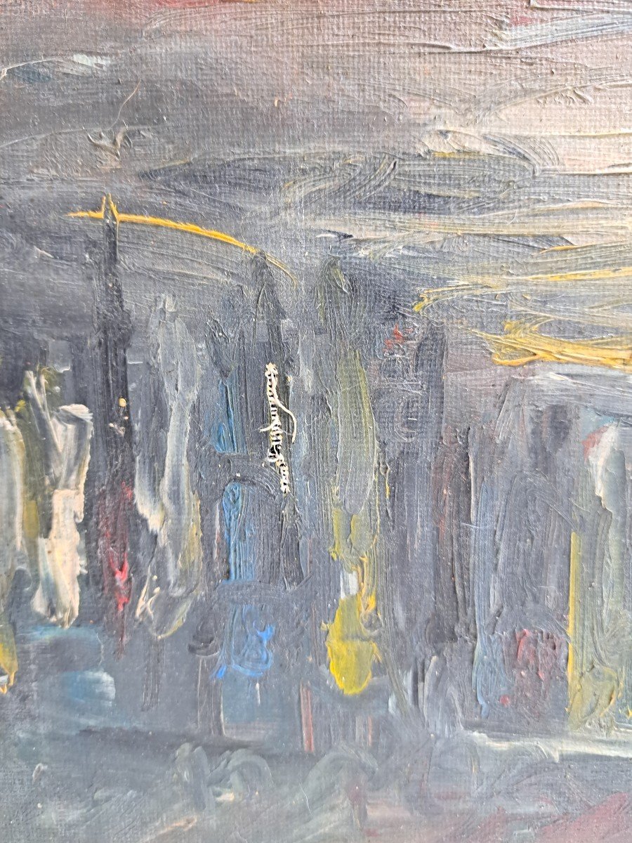 Maria Tinoco, A Market In Town, Oil On Canvas, 20th Century. -photo-1