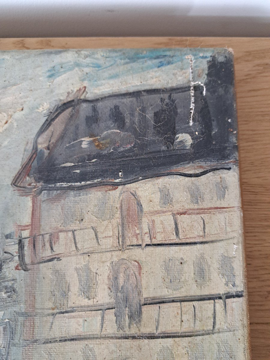 Maria Tinoco, A Market In Town, Oil On Canvas, 20th Century. -photo-2