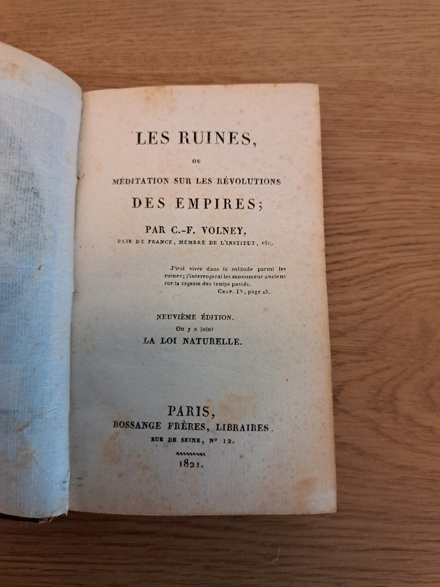 The Ruins By Volney, Book, 1821. -photo-4