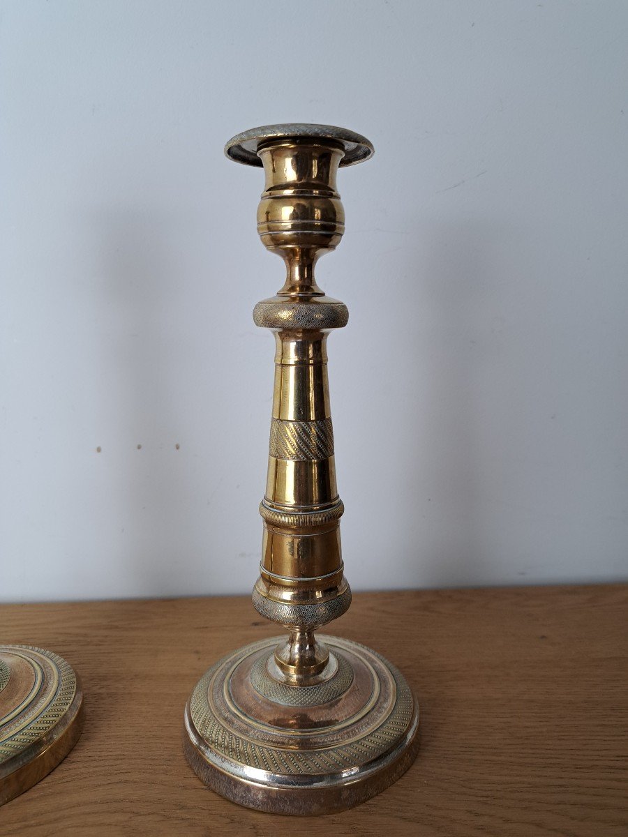 Pair Of Candlesticks, Bronze, Restoration Period, 19th Century. -photo-3