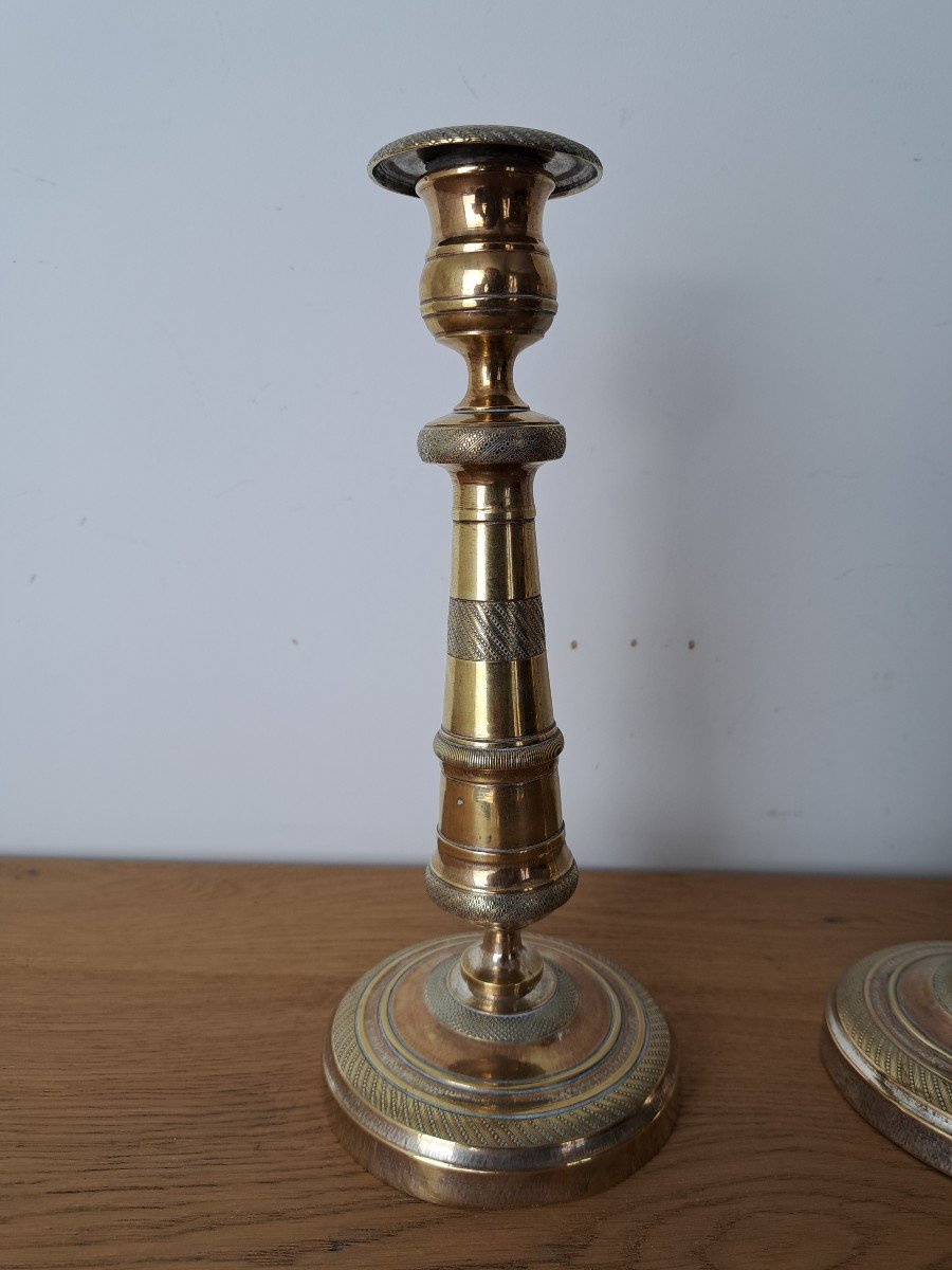 Pair Of Candlesticks, Bronze, Restoration Period, 19th Century. -photo-4