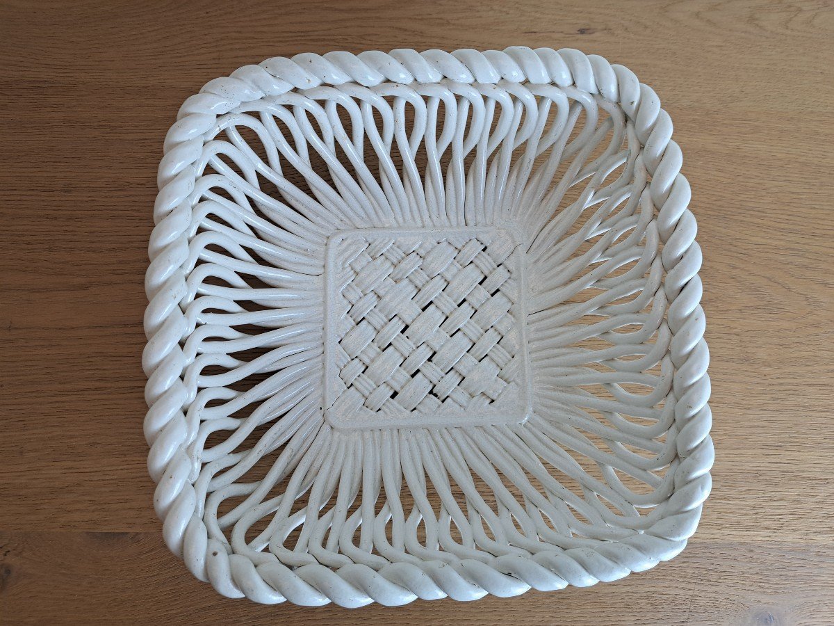 Basket, Woven Earthenware, Early 20th Century.-photo-3