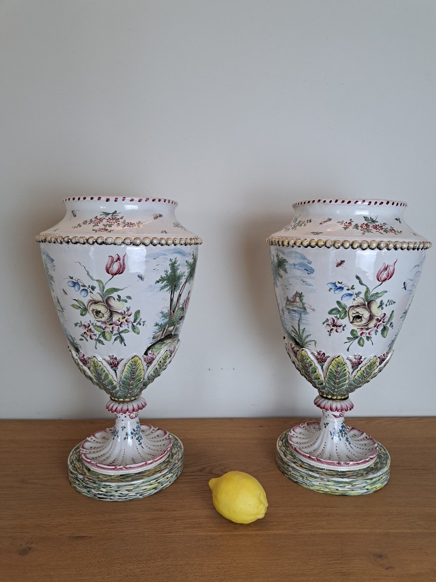 Paire De Grandes Potiches , Veuve Perrin , Marseille , Faïence , XIX°. -photo-8