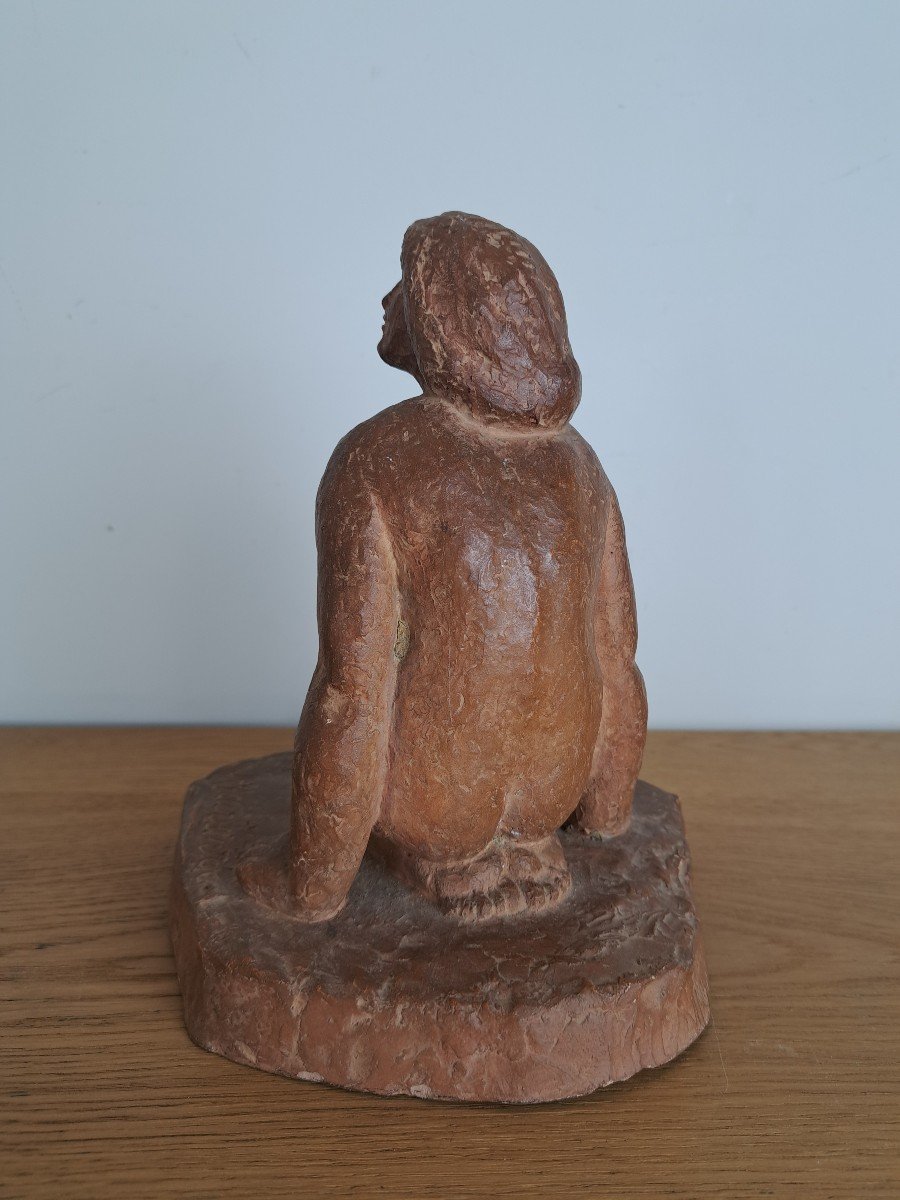 Serge Youriévitch, Young Crouching Woman, Terracotta, 20th Century. -photo-4