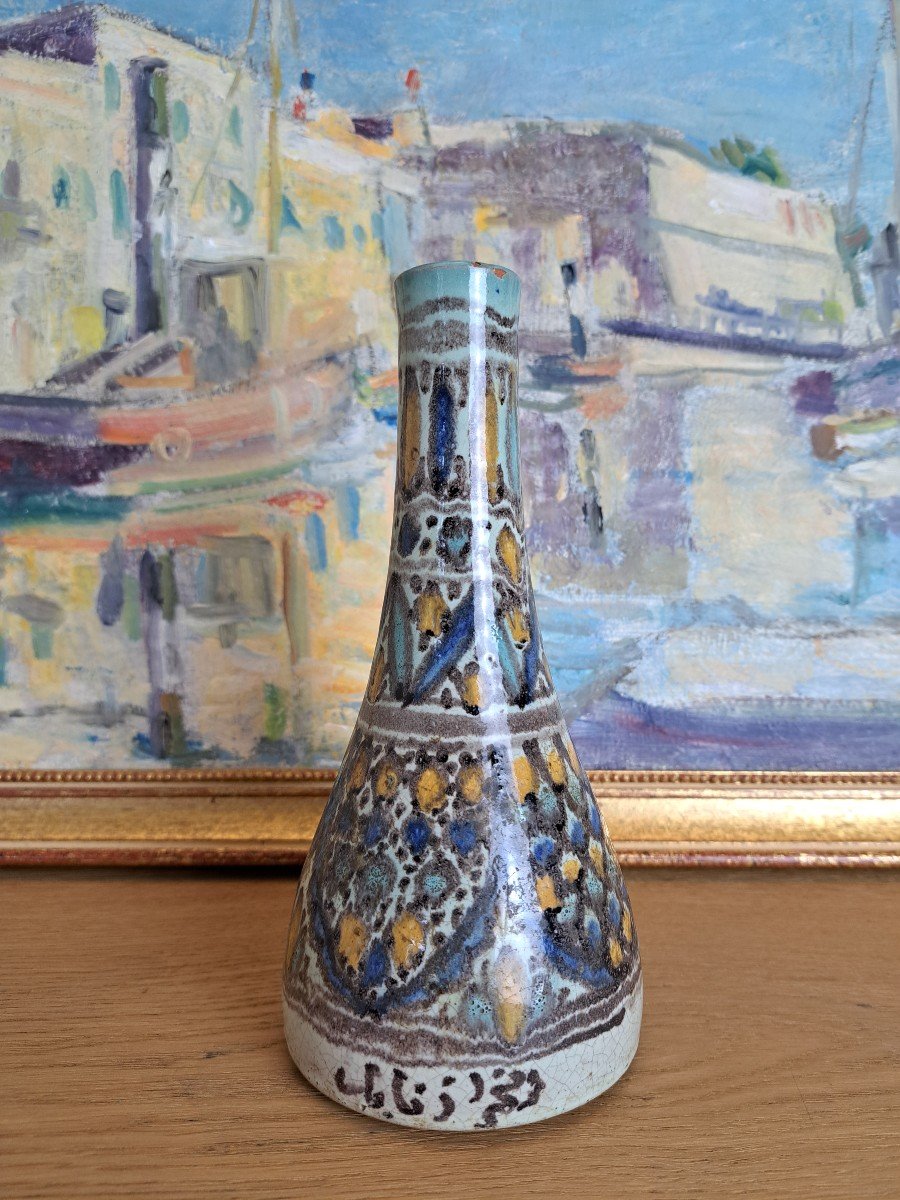 Nabeul, Vase, Tunisian Ceramic, Year 30, 20th Century. -photo-2