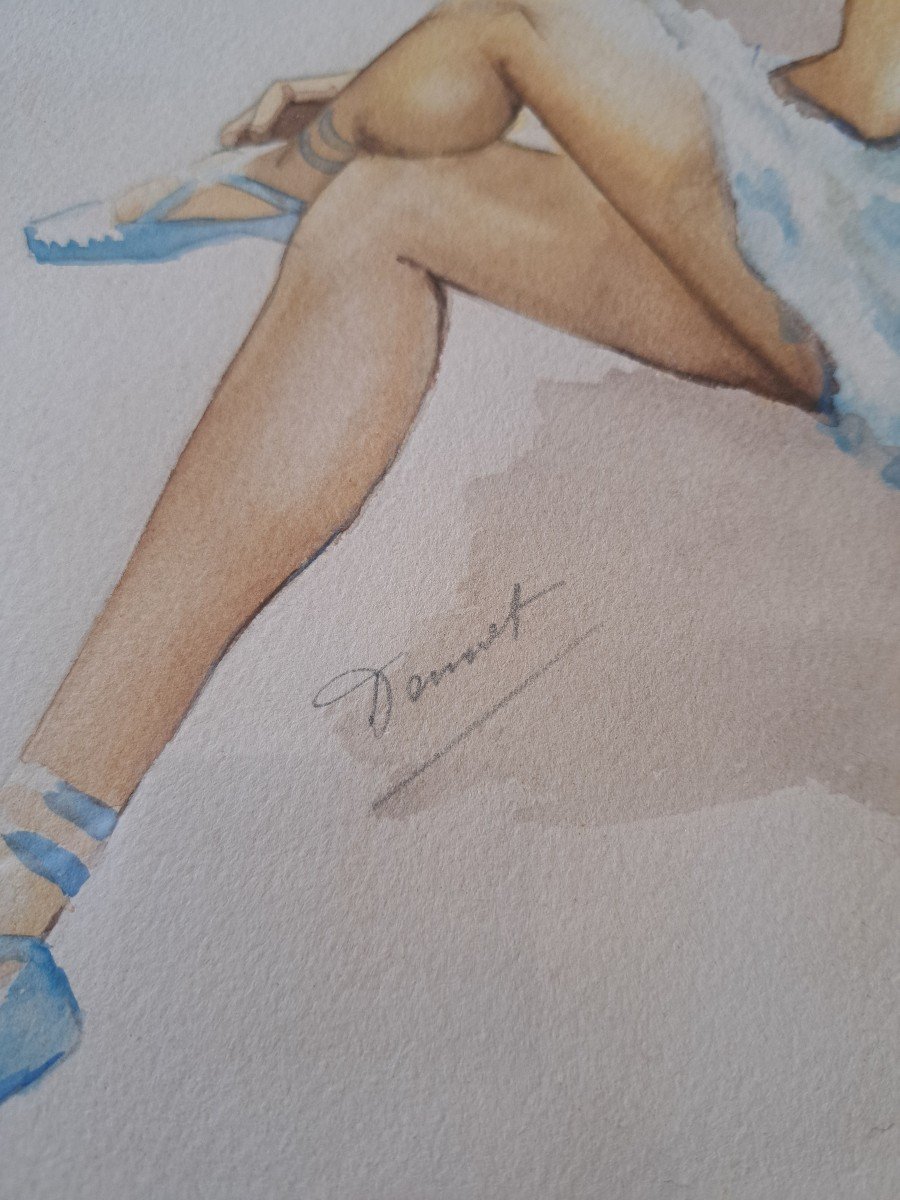 Dancer, Watercolor, Early 20th Century. -photo-3