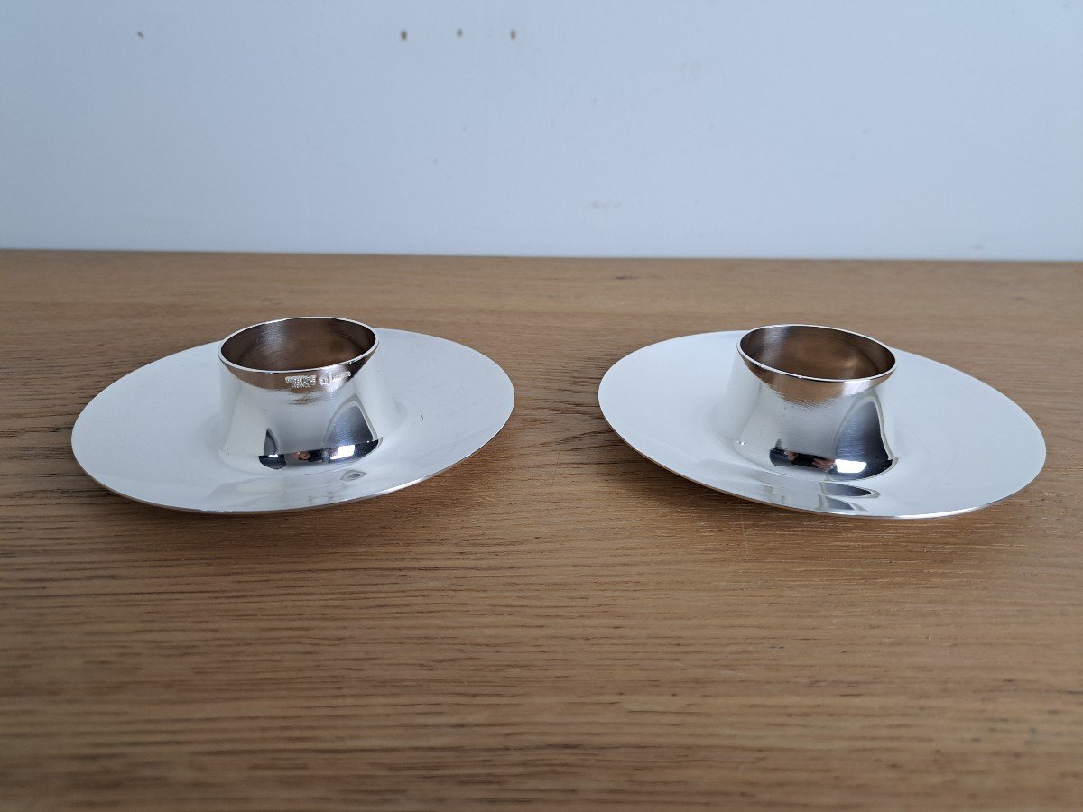 Christofle , Paire De Coquetiers Gemini, Métal Argenté , XX°. -photo-3