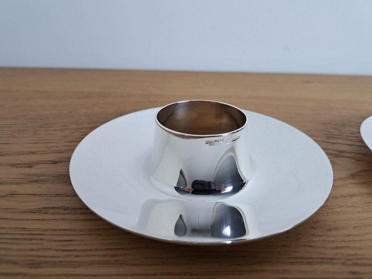 Christofle , Paire De Coquetiers Gemini, Métal Argenté , XX°. -photo-4