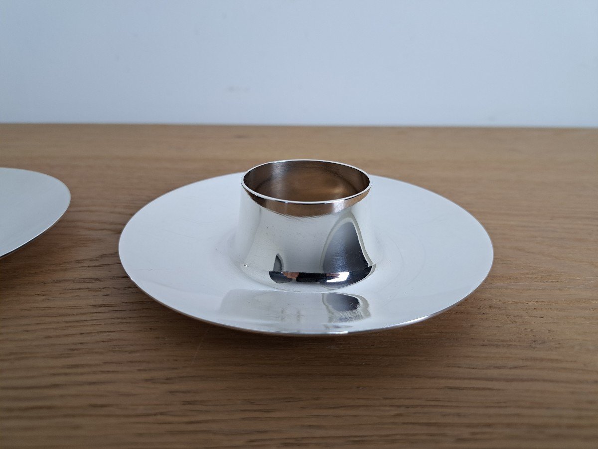 Christofle , Paire De Coquetiers Gemini, Métal Argenté , XX°. -photo-1