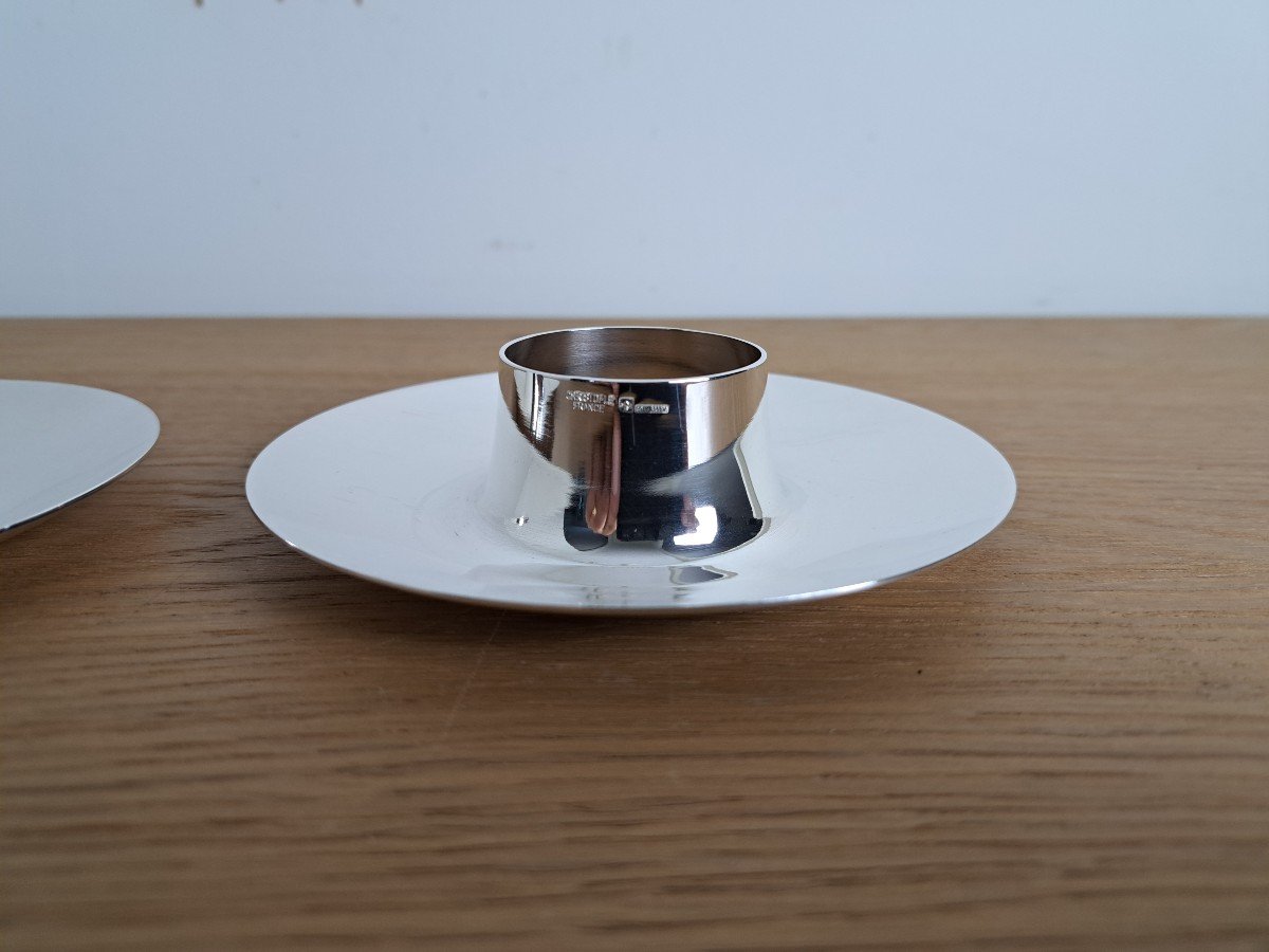 Christofle , Paire De Coquetiers Gemini, Métal Argenté , XX°. -photo-2
