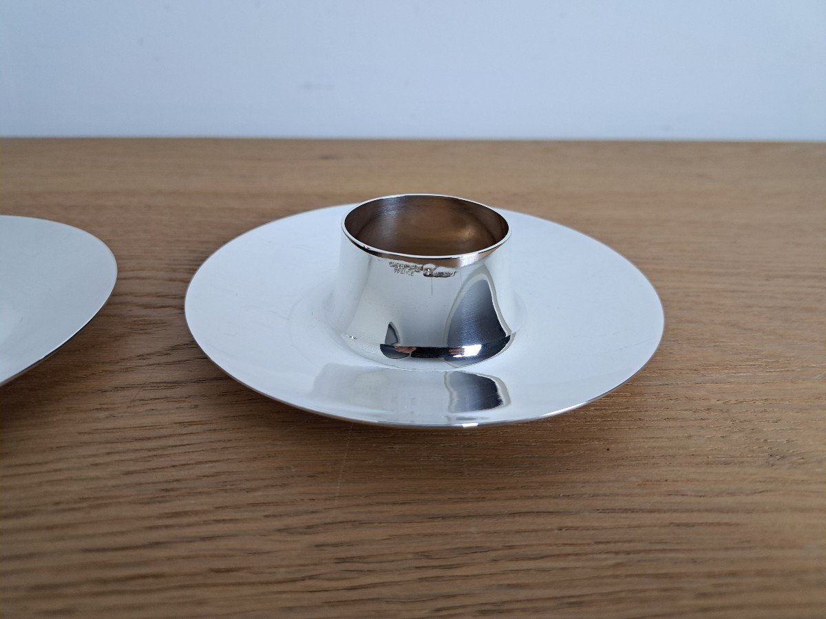 Christofle , Paire De Coquetiers Gemini, Métal Argenté , XX°. -photo-3