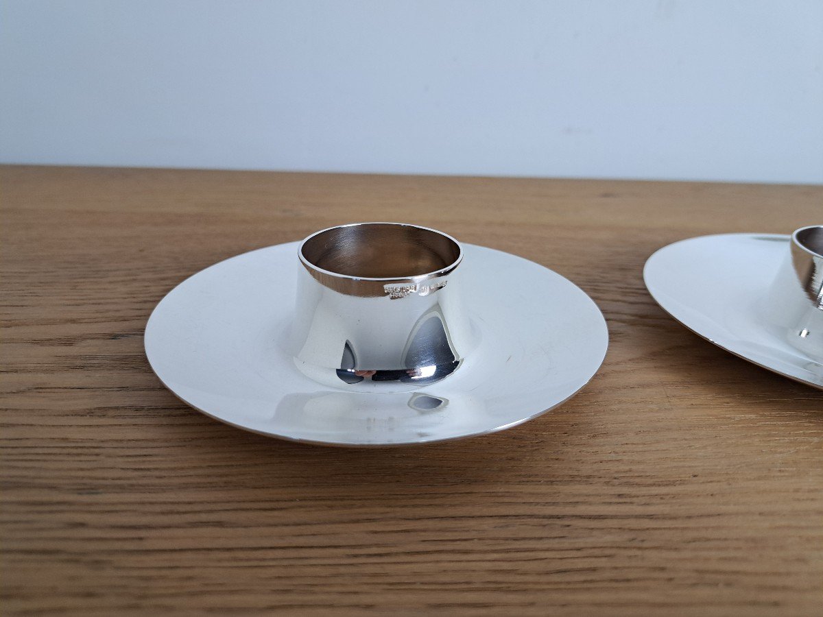 Christofle , Paire De Coquetiers Gemini, Métal Argenté , XX°. -photo-4
