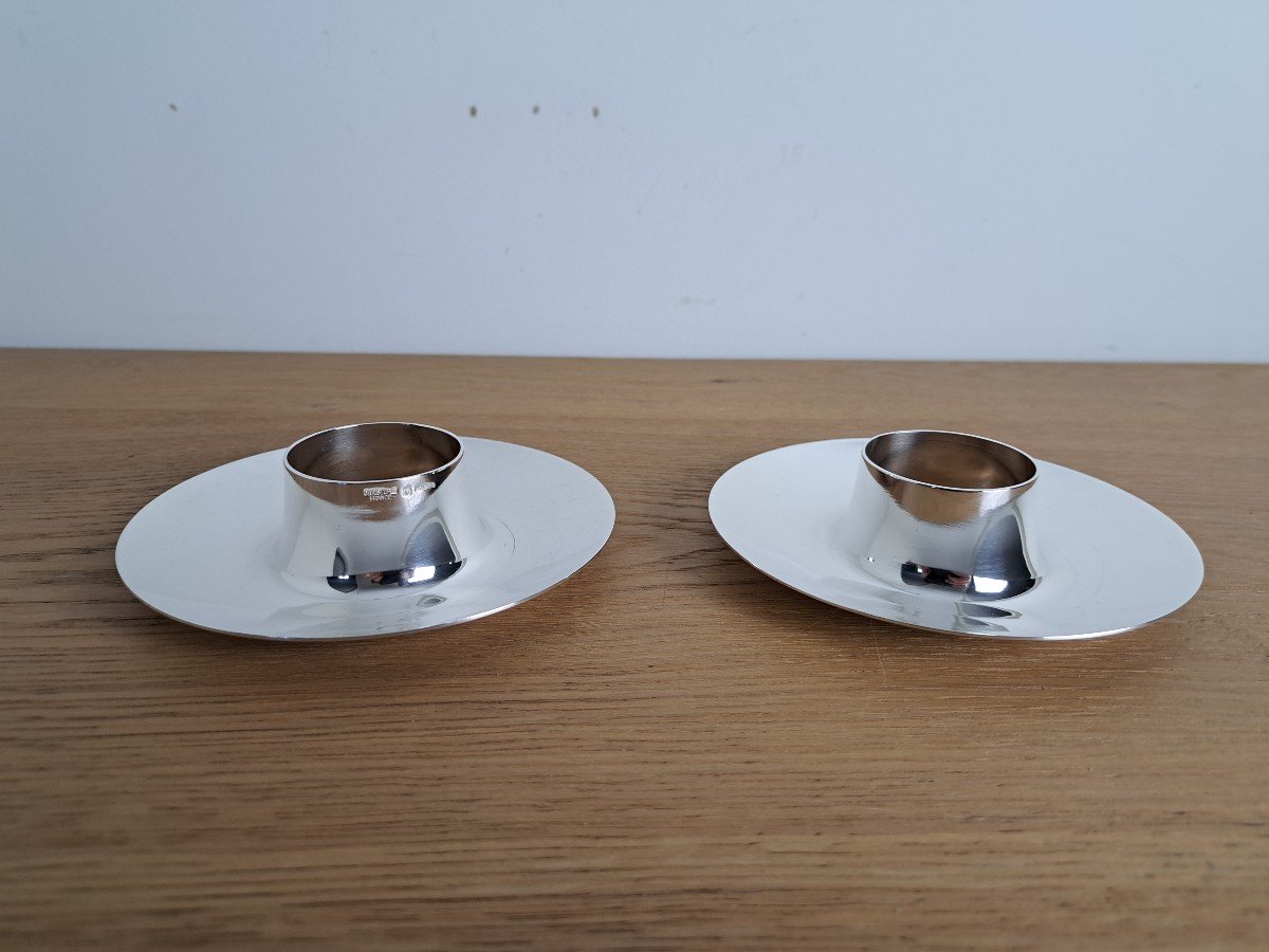 Christofle , Paire De Coquetiers Gemini, Métal Argenté , XX°. 