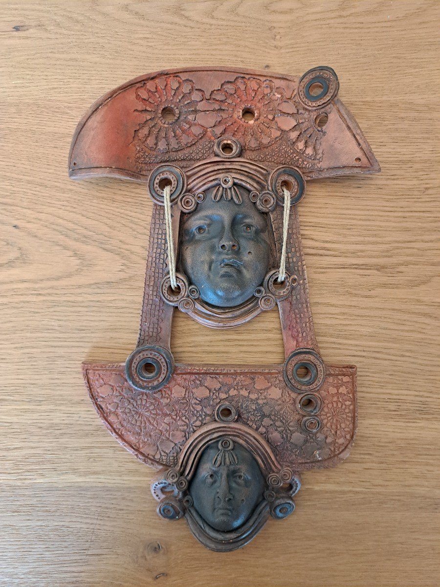 Patrick De Losowitch, Sculpture Two Faces, Terracotta, 20th Century. -photo-2