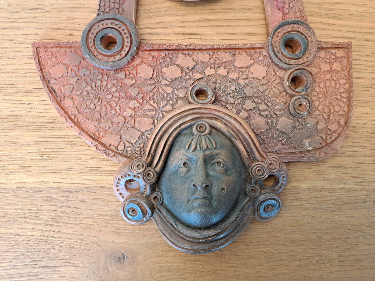 Patrick De Losowitch, Sculpture Two Faces, Terracotta, 20th Century. -photo-2