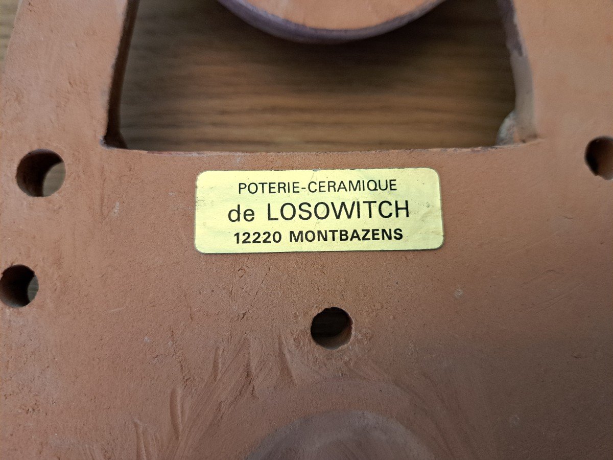 Patrick De Losowitch, Sculpture Two Faces, Terracotta, 20th Century. -photo-7