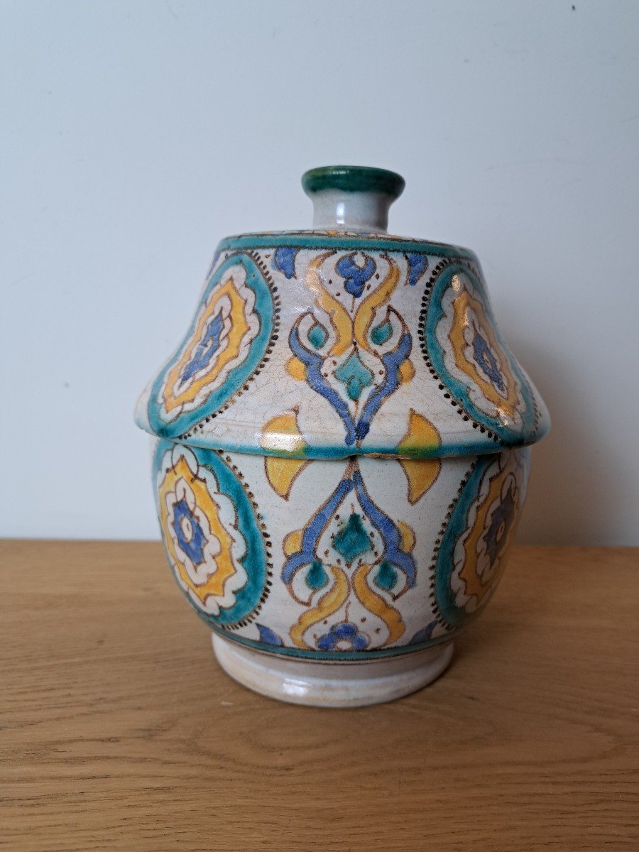 Maroc , Fès , Jobbana Couverte , Faïence Polychrome , XXème . -photo-2