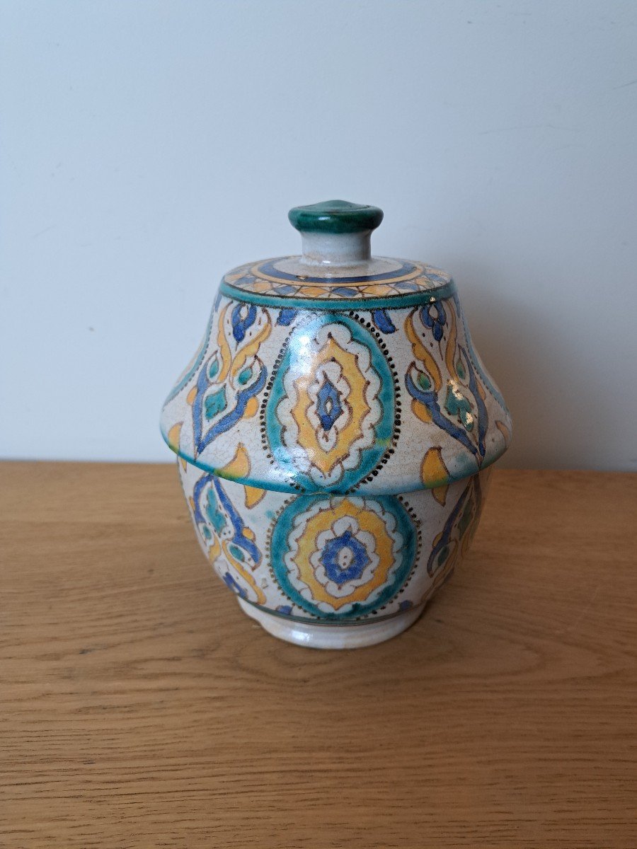 Maroc , Fès , Jobbana Couverte , Faïence Polychrome , XXème . -photo-3