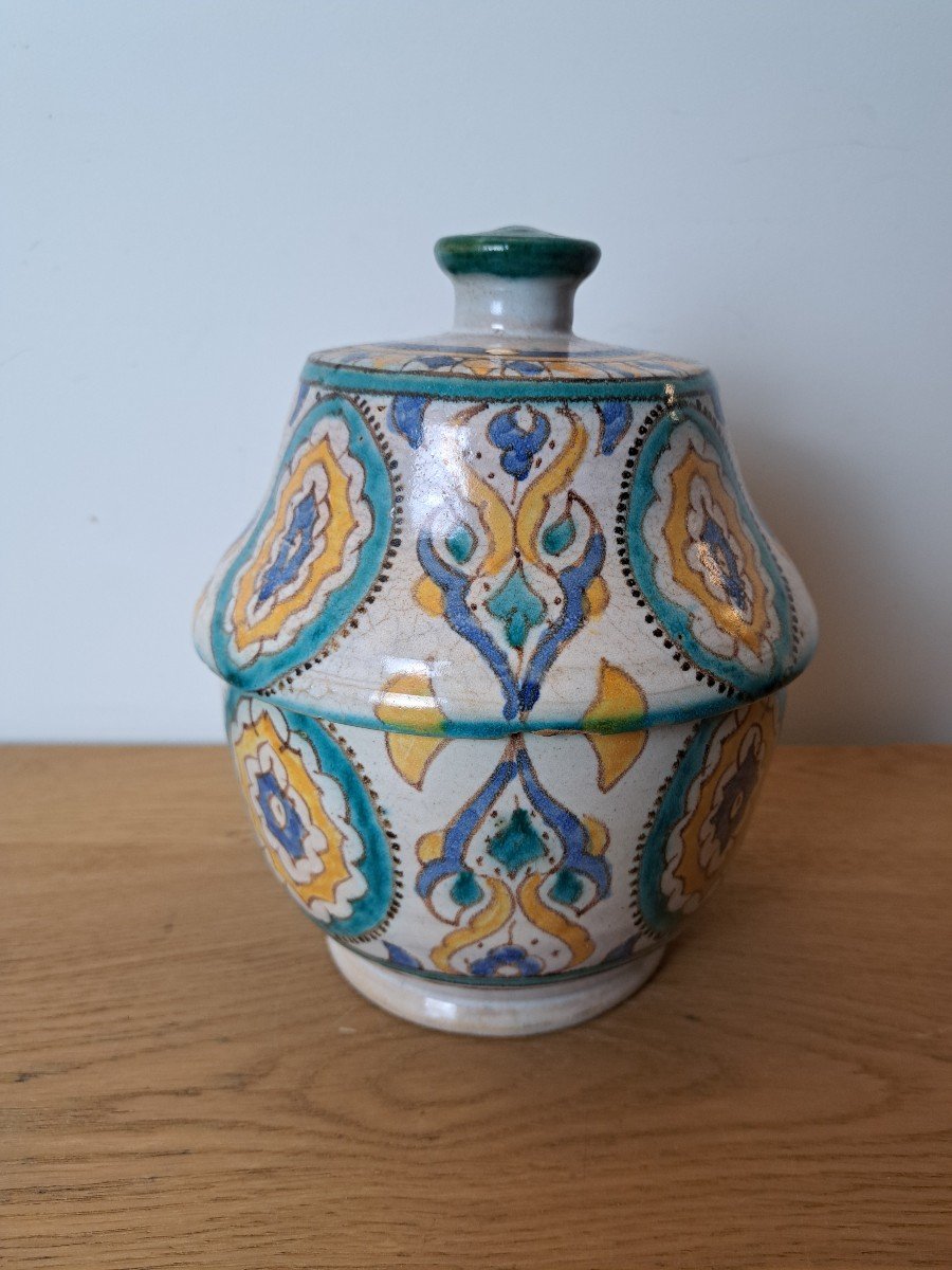 Maroc , Fès , Jobbana Couverte , Faïence Polychrome , XXème . 
