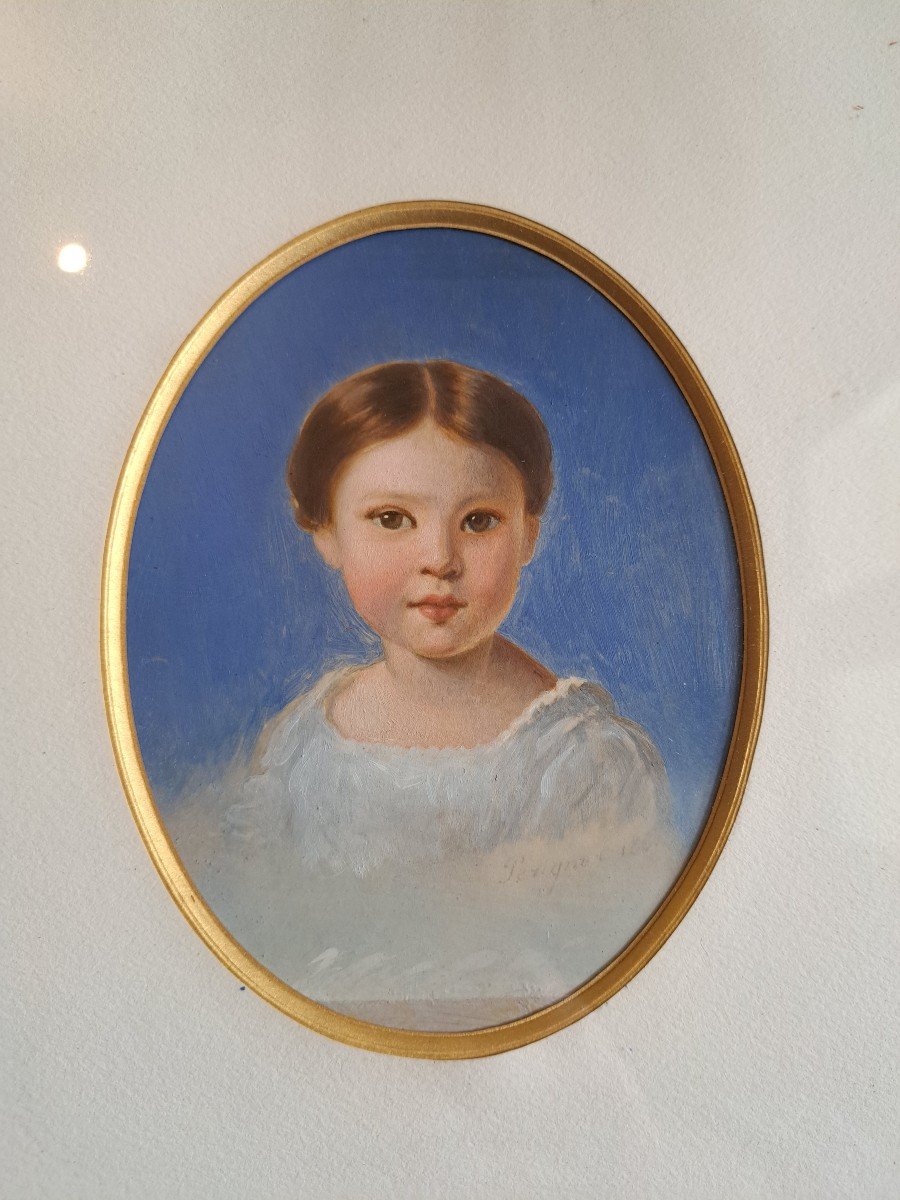 Alexis Joseph Pérignon , Portrait De Jeune Fille , Gouache Sur Papier , XIX°. -photo-5