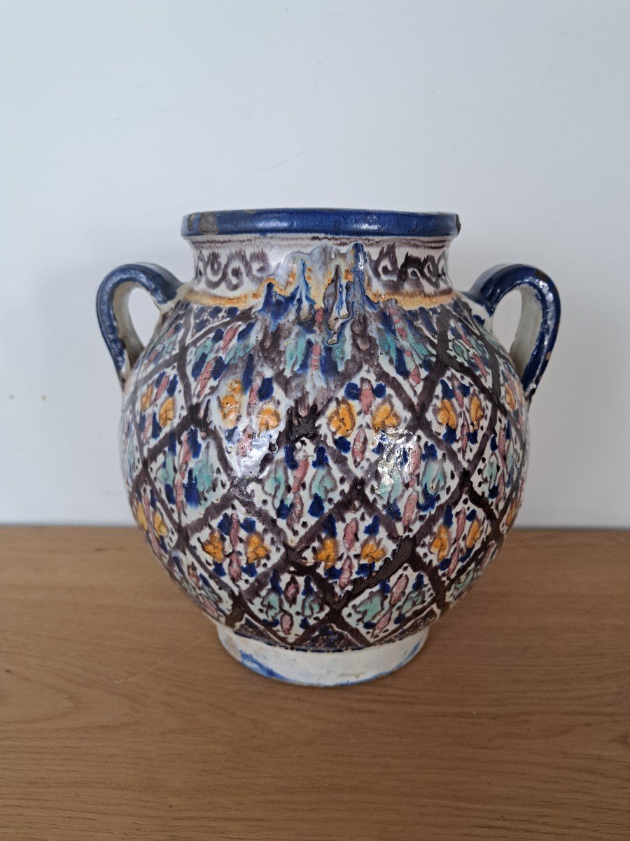 Morocco, Water Jar, Glazed Ceramic, Signed, Early 20th Century. -photo-2