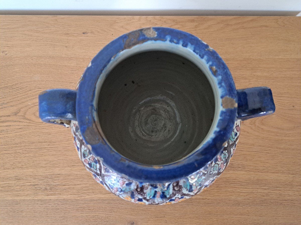 Morocco, Water Jar, Glazed Ceramic, Signed, Early 20th Century. -photo-3