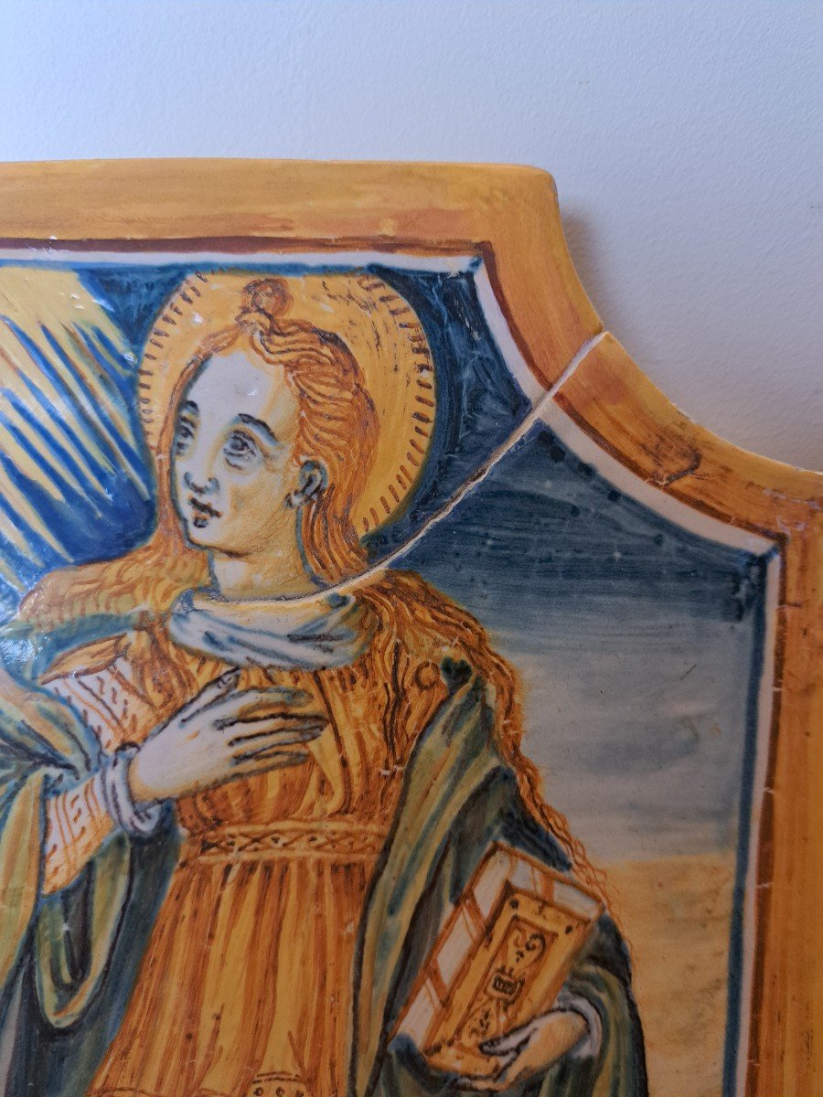 Saint Mary Magdalene, Italian Majolica, Devotional Plaque, 17th/18th Century. -photo-2
