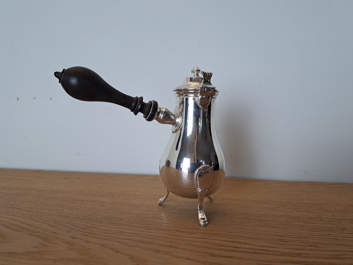 Selfish Coffee Pot/jug In Solid Silver, 19th Century. -photo-2