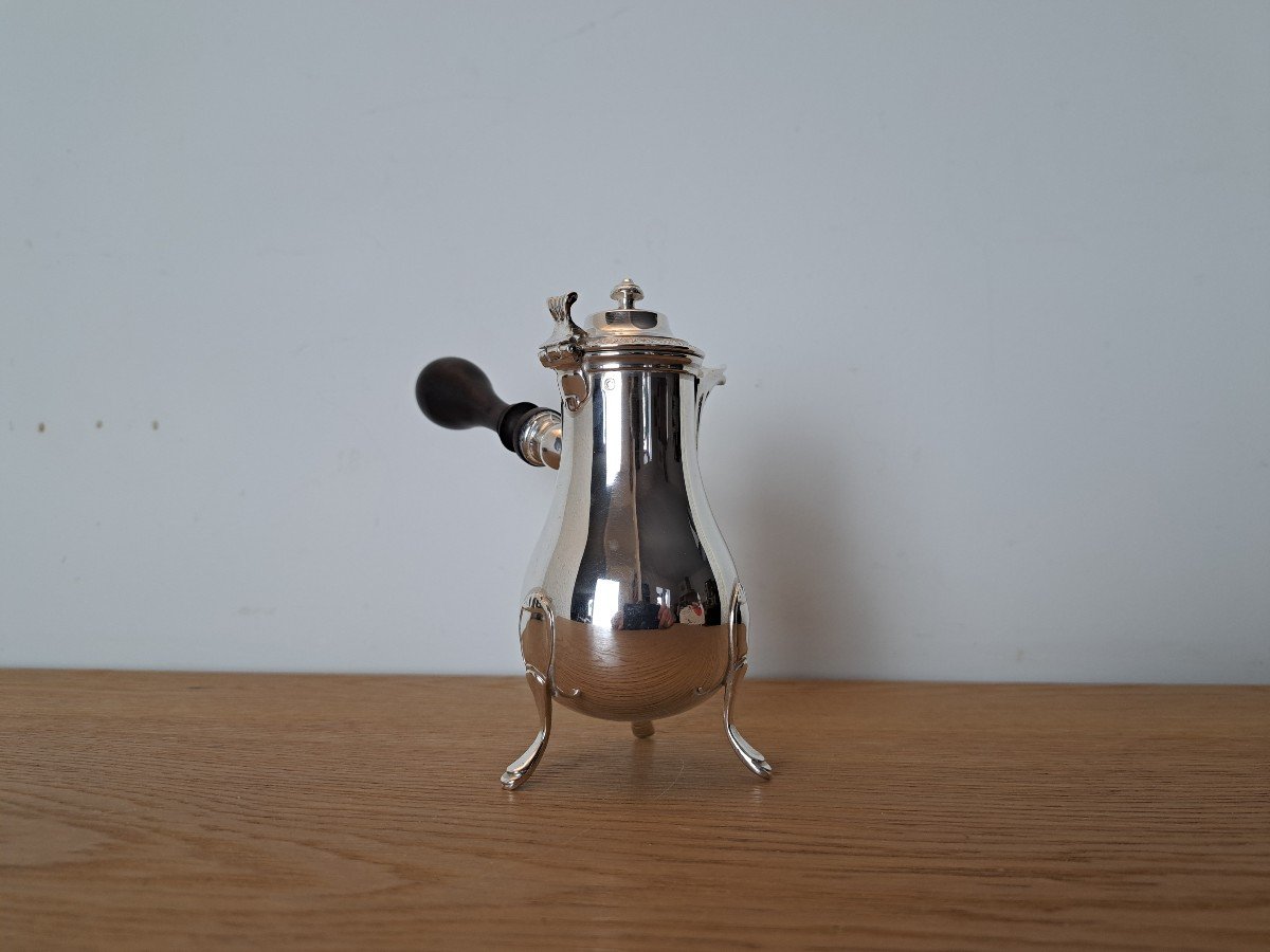 Selfish Coffee Pot/jug In Solid Silver, 19th Century. -photo-3