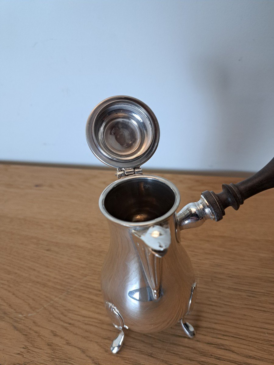 Selfish Coffee Pot/jug In Solid Silver, 19th Century. -photo-3