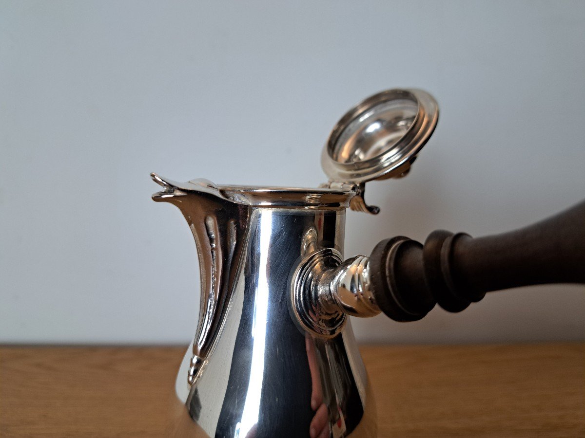 Selfish Coffee Pot/jug In Solid Silver, 19th Century. -photo-6