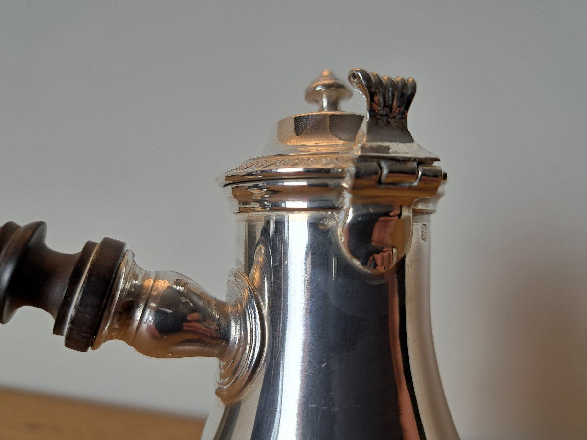 Selfish Coffee Pot/jug In Solid Silver, 19th Century. -photo-8